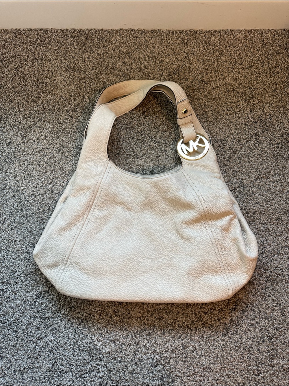Michael Kors Pebbled Leather Hobo Bag in Light Cream